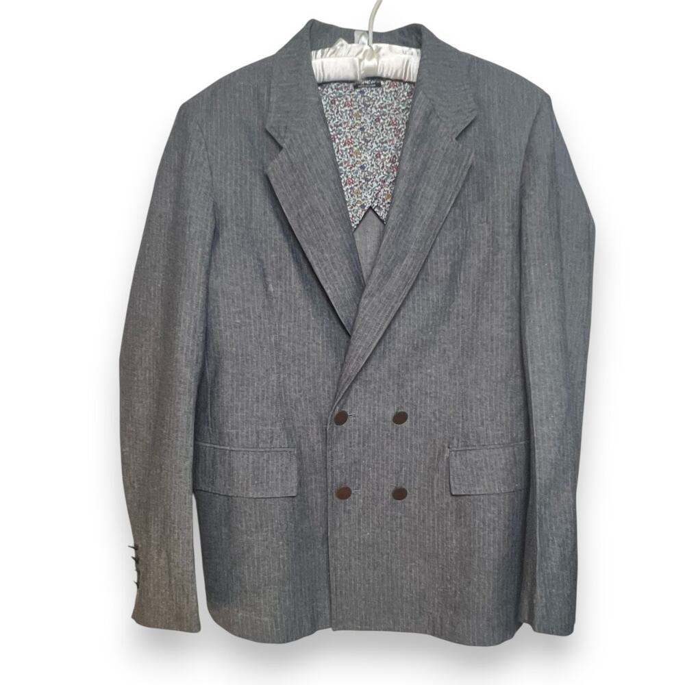 Antony Morato Men's Size 32US 48EU Gray Blazer Double-Breasted Cotton Linen Slim